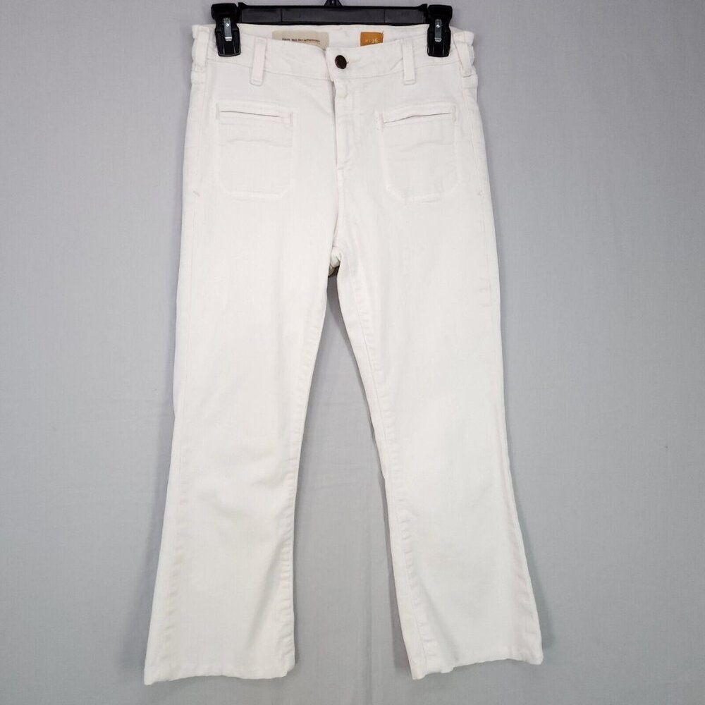 Pilcro Anthropologie Superscript Flared Jeans Women's Size 26 White 23" Inseam